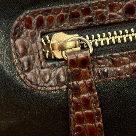 Brahmin Leather Satchel Doctor Style Handbag with Crocodile Embosssed Trim - Picture 7 of 15